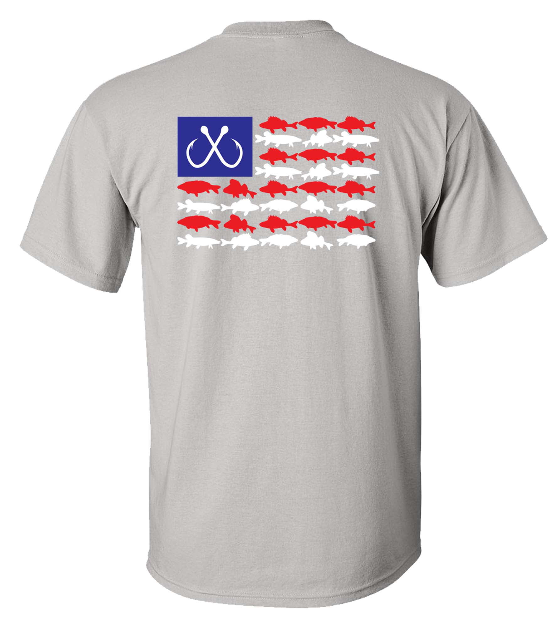 Patriotic Freshwater Fish American Flag USA Fresh Water Fishing Outdoors  Men's Short Sleeve T-shirt-Ice Grey-xxl 
