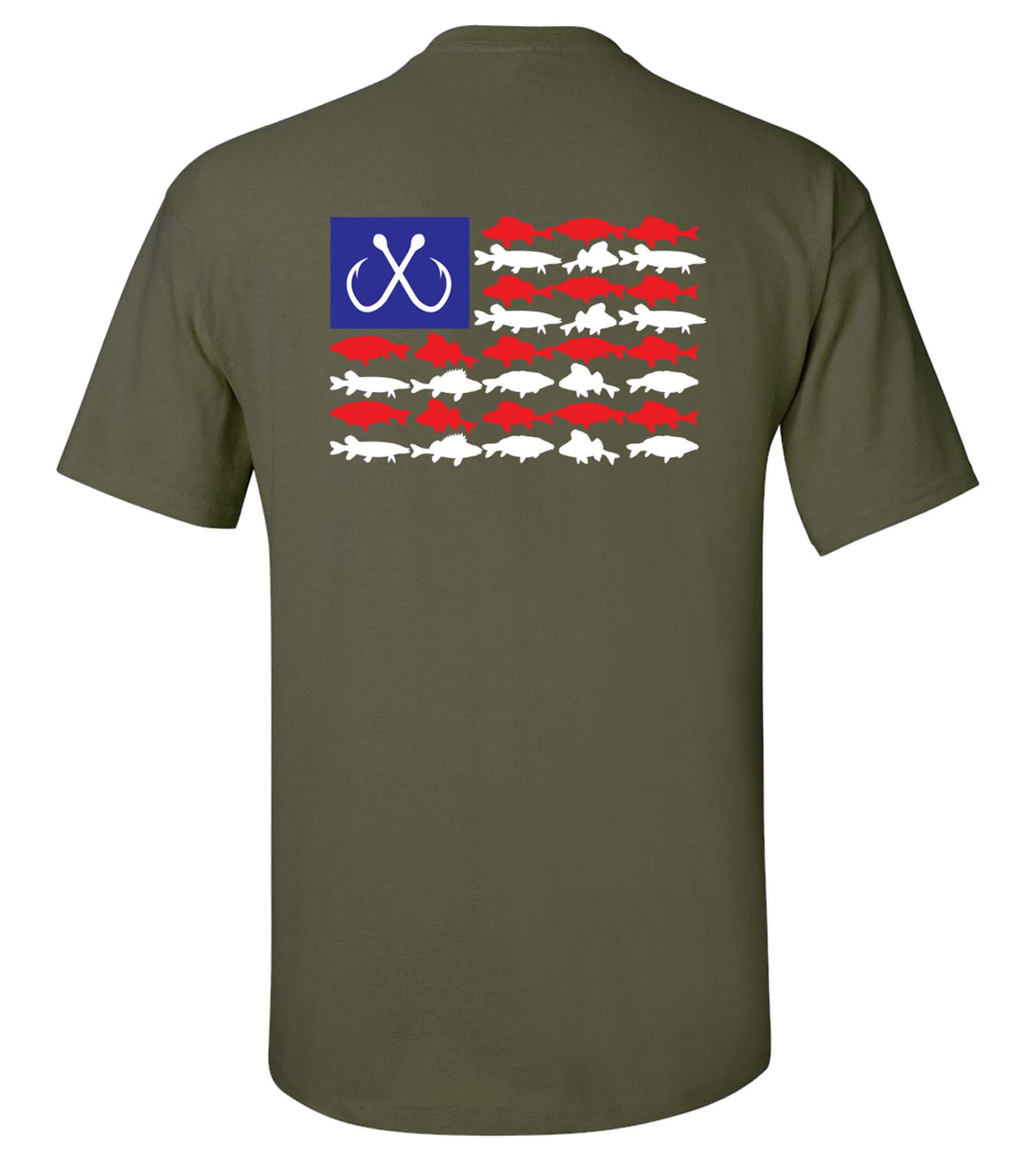 Patriotic Freshwater Fish American Flag USA Fresh Water Fishing Outdoors  Men's Short Sleeve T-shirt-Black-6xl 