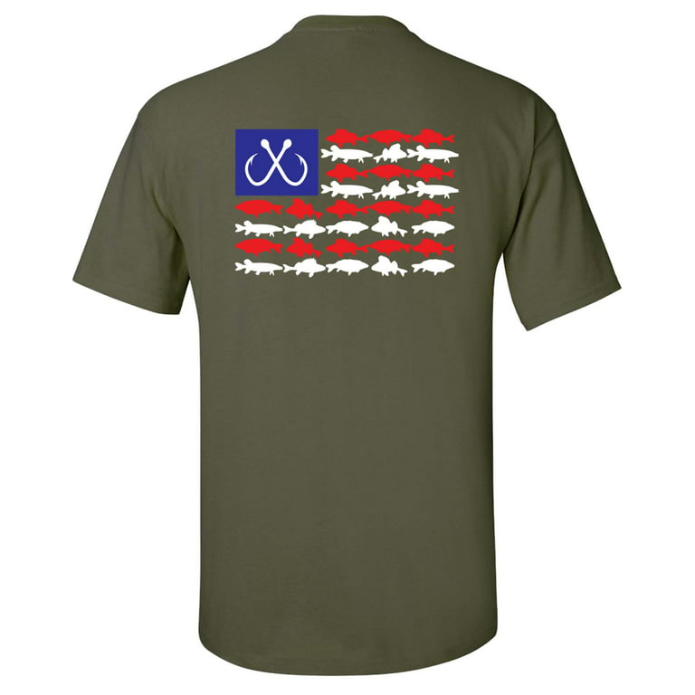 Patriotic Freshwater Fish American Flag USA Fresh Water Fishing Outdoors  Men's Short Sleeve T-shirt-Military-4xl 