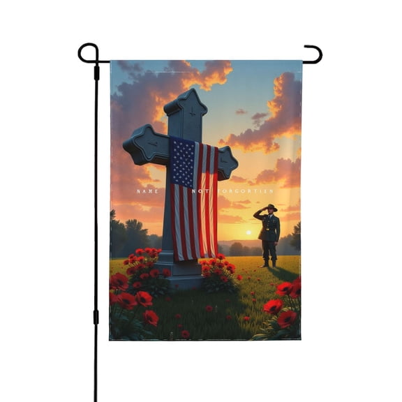 Patriotic Garden Flag 12x18 Double Sided Remember And Honor American Flag With Poppies Yard Flag Memorial Day Decorations For Outdoor Home Garden Lawn Decor