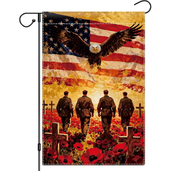 Patriotic Garden Flag 12x18 Inch Double Sided Eagle Design for Outdoor Memorial Day 4th of July Veterans Day Dcor