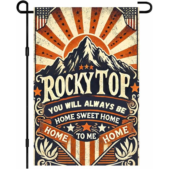 Patriotic Garden Flag 12x18 Inch Double Sided Rocky Top Mountain Yard Flag with Stars and Stripes American Outdoor Decor for Lawn Porch House Seasonal 4th of July Independence Day Flag