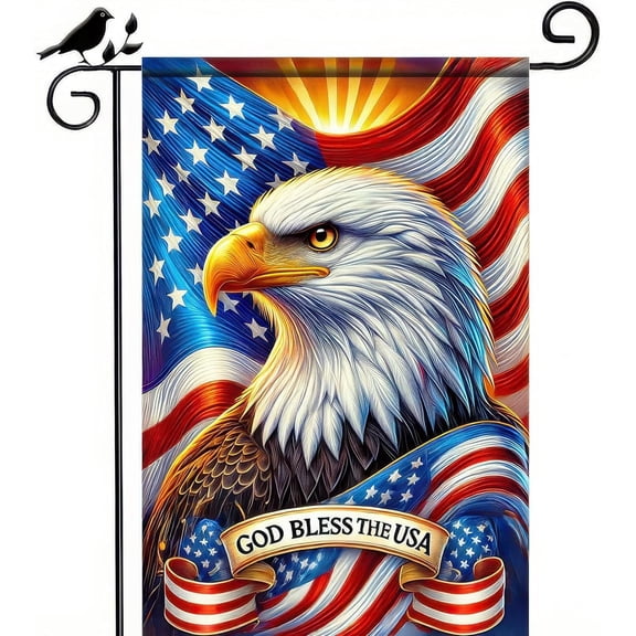Patriotic Garden Flag Vertical Double Sided Eagle Design 12x18 Inch American Outdoor Yard Banner for Independence Day and Seasonal Decorative Display