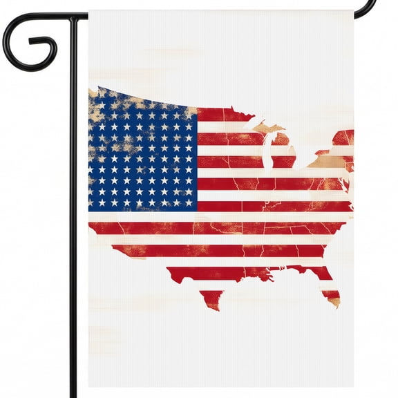 Patriotic Garden Flags for Outside - Personalized US Map 28x40" America Decoration