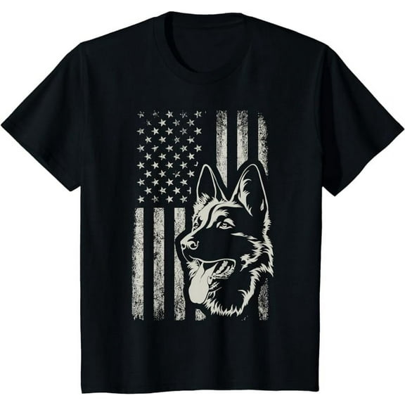 Patriotic German Shepherd AMERICAN FLAG 4th Of July Shepherd T-Shirt