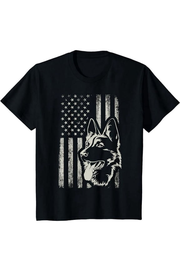 Patriotic German Shepherd AMERICAN FLAG 4th Of July Shepherd T-Shirt