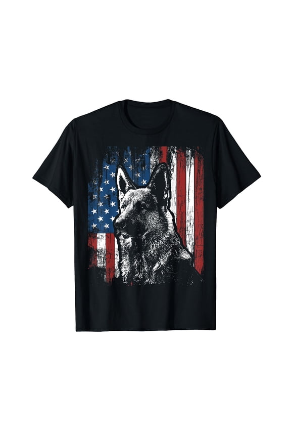 Patriotic German Shepherd American Flag Dog Gift Men Women T-Shirt For Dog Lover Gift