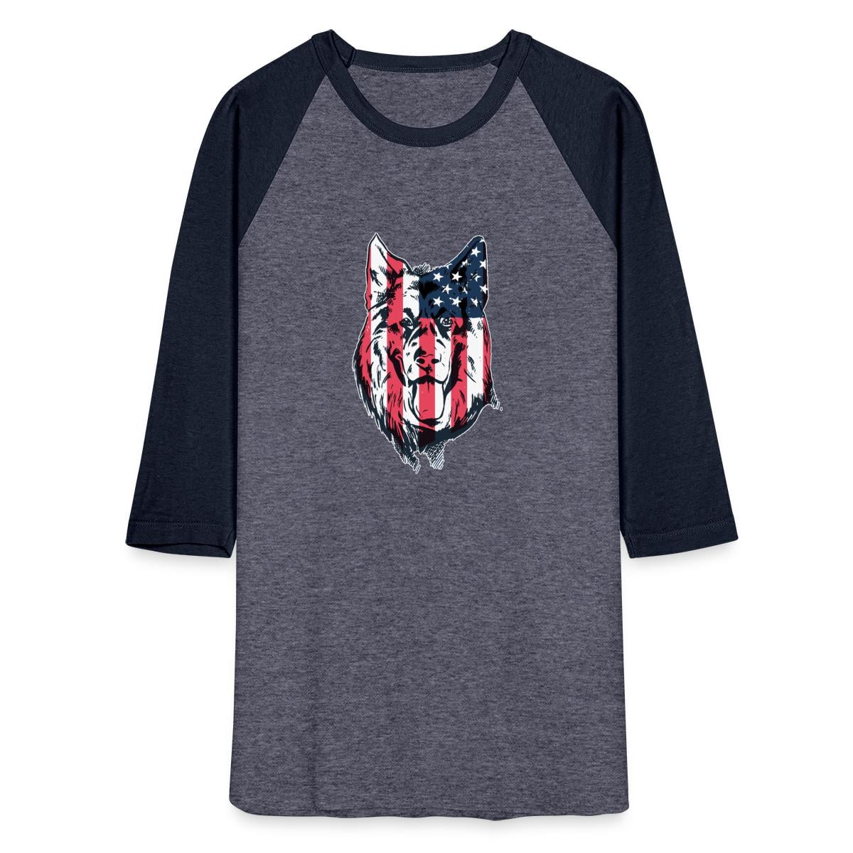 Patriotic German Shepherd American Flag Dog Unisex Baseball TShirt