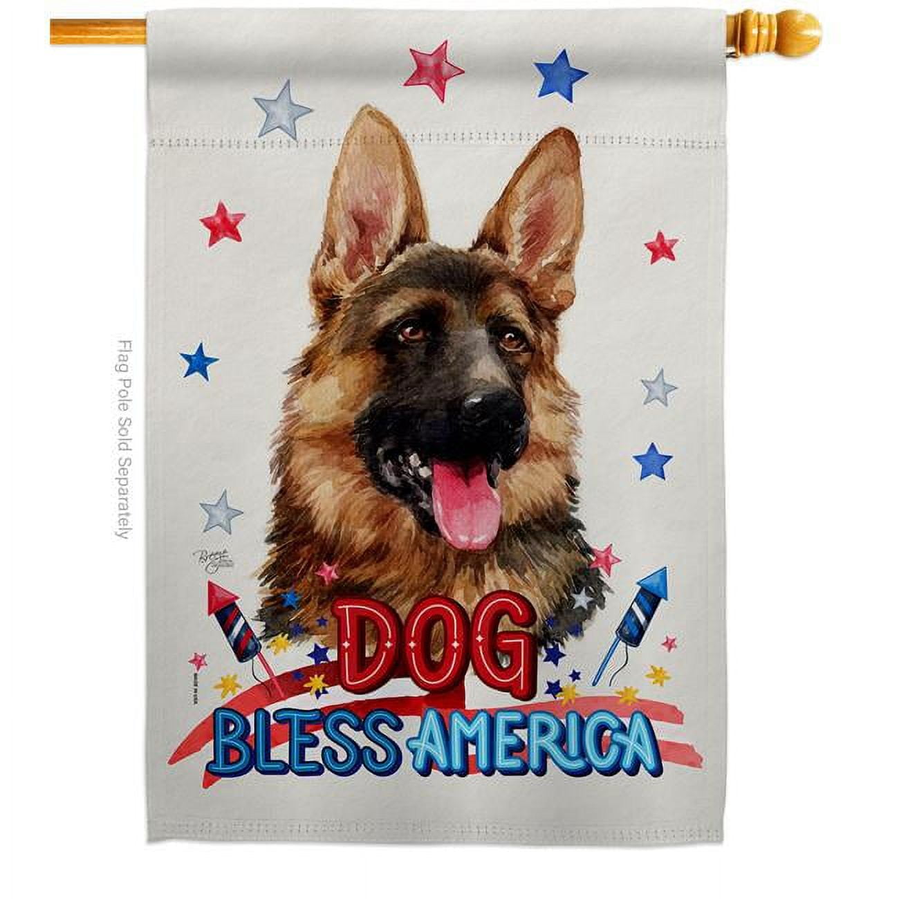 Patriotic German Shepherd Animals Dog 28 x 40 in. Double-Sided Decorative Vertical House Flag for Decoration Banner Garden Yard Gift