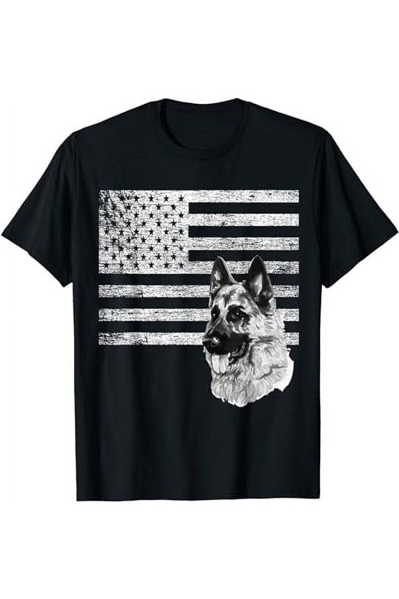 Patriotic German Shepherd USA American Flag Dog Pet T-Shirt