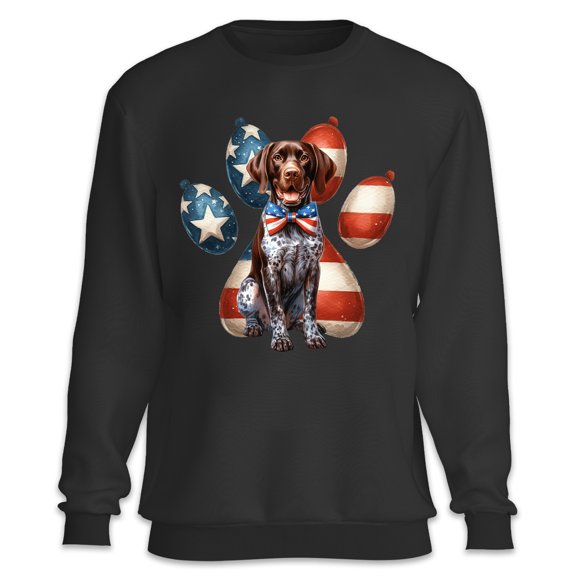 Patriotic German Shorthaired Pointer 4th of July Independence Paws Sweatshirt Unisex Merch GSP Lover Dog Gift - 02010