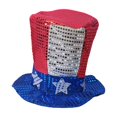 thumbnail image 1 of Patriotic Gleam Uncle Sam Top Hat for 4th of July, Red White Blue Stars & Stripes Novelty Sequin Hat for Independence Day, Memorial Day, 1 of 6