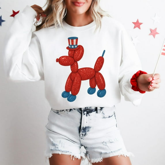Patriotic Glitter Balloon Dog, Fourth of July, 4th of July, Preppy Aesthetic, Balloon Animal, Balloon Dog Sublimation Design207 Tshirt All Size S-5XL