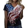 thumbnail image 1 of Patriotic Glitter Graphic Tee For Women Fourth Of July Celebration Top Comfortable Casual Summer Crew Neck Short Sleeve T-Shirt Daily Wear, 1 of 5
