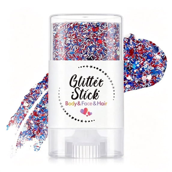 Patriotic Glitter Stick, Red White and Blue Glitter Stick, 250th Birthday USA Flag Stick, 4th of July Outfits Accessories for Kidults Teen Women Men, 4th of July Decor(B)