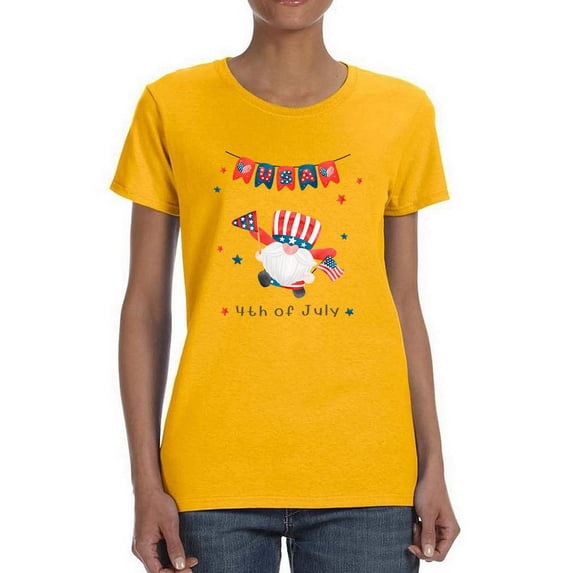 Patriotic Gnome W Flags T-Shirt Women -Image by Shutterstock, Female Medium