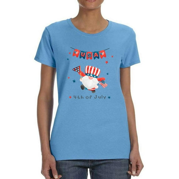 Patriotic Gnome W Flags T-Shirt Women -Image by Shutterstock, Female x-Large