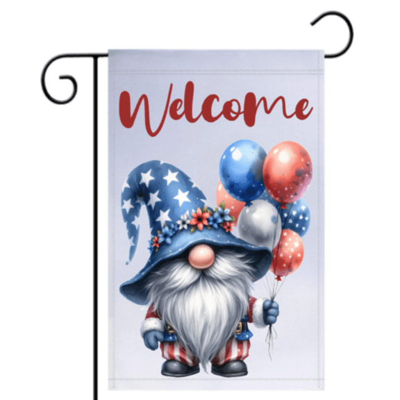 Patriotic Gnome Welcome Garden Flag 4th of July Decor 12x18 Inch
