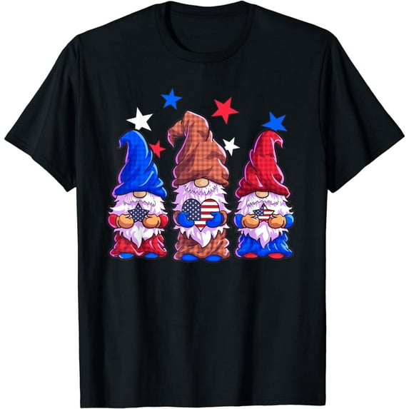 Patriotic Gnomes 4th Of July Shirt Women American Flag USA T-Shirt