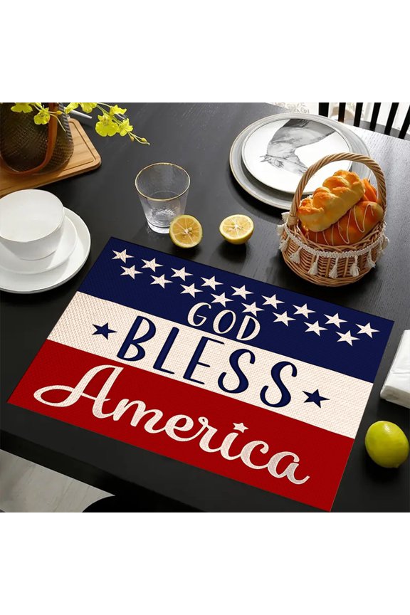 Patriotic God Bless America July 4th Drying Mat 12x18 Inch For Kitchen Counter Drying Mats Dish For Kitchen Counter Easy Clean Kitchen