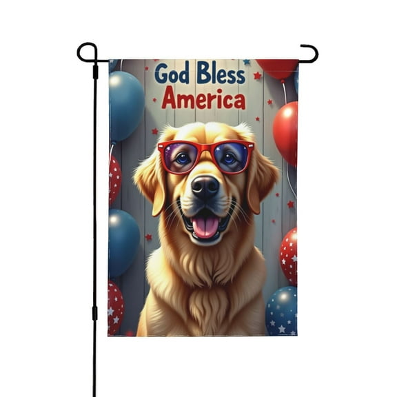 Patriotic Golden Retriever Dog Garden Flag 12x18 Inch DoubleSided Summer Yard Flag 4th Of July Independence Day Outdoor Decoration Festive Americana House Flag USA Balloons Decor