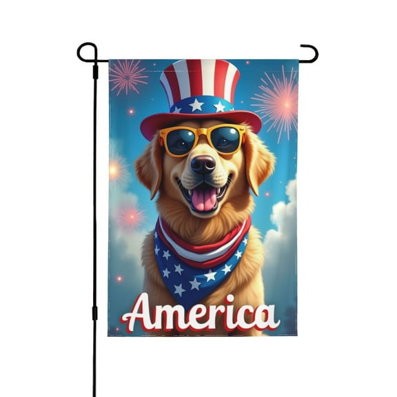 Patriotic Golden Retriever Garden Flag 12x18 Inch DoubleSided Summer Yard Flag Independence Day 4th Of July American Flag Dog Outdoor Decoration Festive Banner