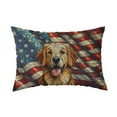 thumbnail image 1 of Patriotic Golden Retriever Stained Glass Portrait American Flag Quilt Pillowcase Goldens Dog Lover Gifts Idea Throw Pillow Cover Bed Home Decor - 01010, 1 of 5