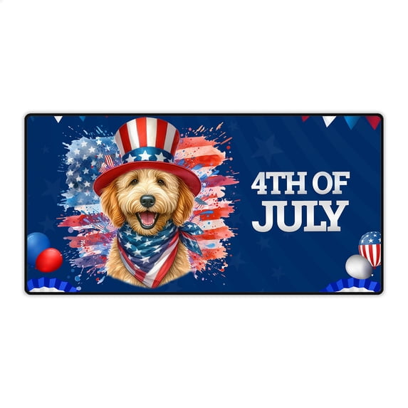 Patriotic Goldendoodle Celebrates 4th of July Desk Mat Full Keyboard Mouse Pad Doodle Dog Lover Gifts Idea Large Mousepad - 02009