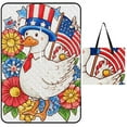 thumbnail image 1 of Patriotic Goose Floral Fourth July Picnic Blanket Waterproof Outdoor Beach Blanket Hand-held Pad Suitable for Travel, Camping, Beach, Family Gatherings, 1 of 8