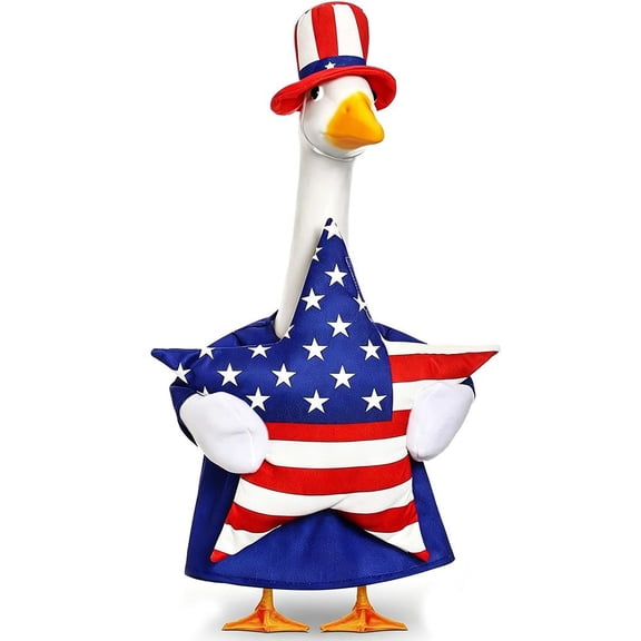 Patriotic Goose Outfit with American Flag, 4th of July Porch Goose Clothes for Independence Day Decor