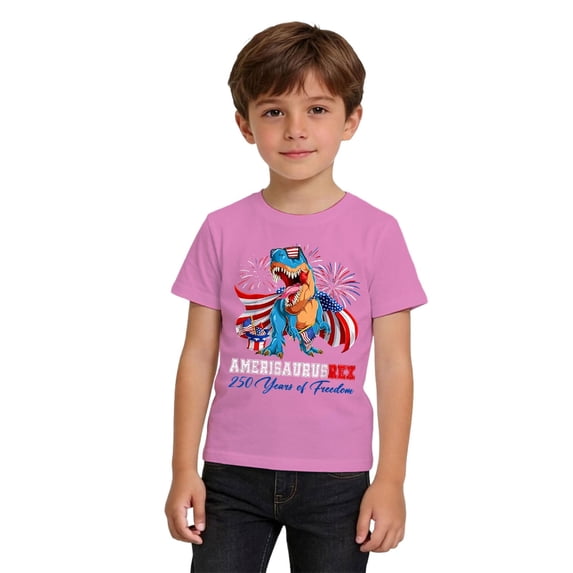 Patriotic Graphic T Shirt Kids 250th Anniversary Short Sleeve Tee Youth Casual Comfortable Shirt Tops For Holidays Celebrations Family Events Daily Wear