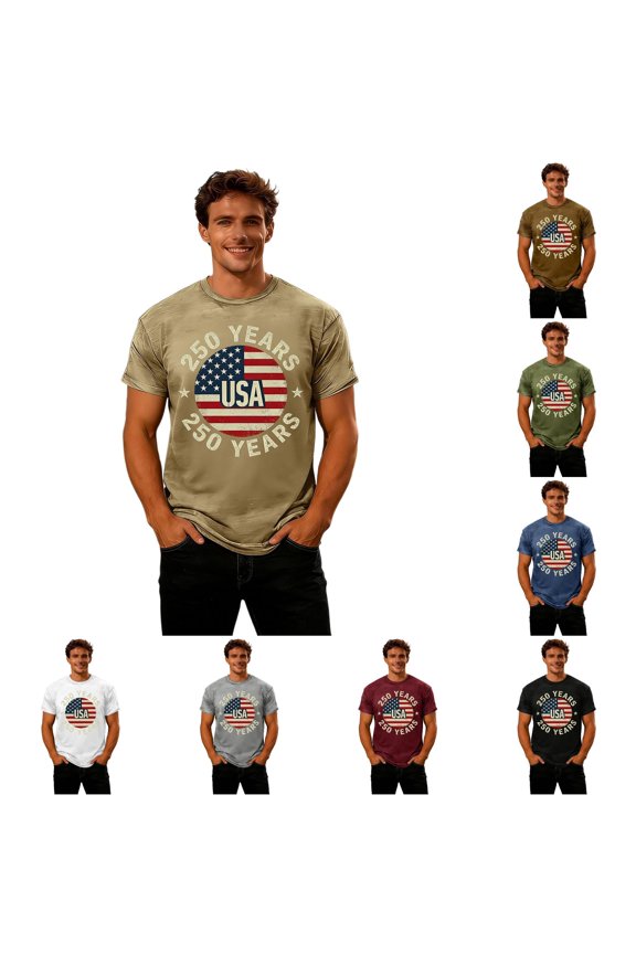 Patriotic Graphic Tee for Men Classic Crewneck Short Sleeve Summer Casual Comfortable Everyday Wear T Shirt Men’s Top Arrival Men's Loose Fit Shirts