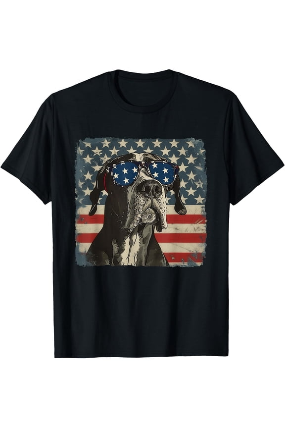 Patriotic Great Dane Dog Shirt 4th of July Women Men T-Shirt