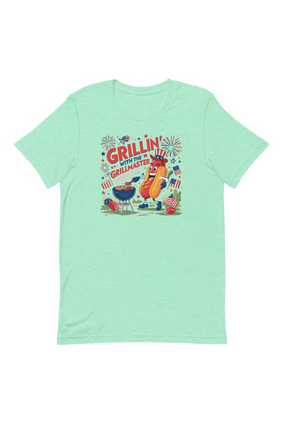 Patriotic Grillin with the Grillmaster Shirt (Heather Mint, XL)