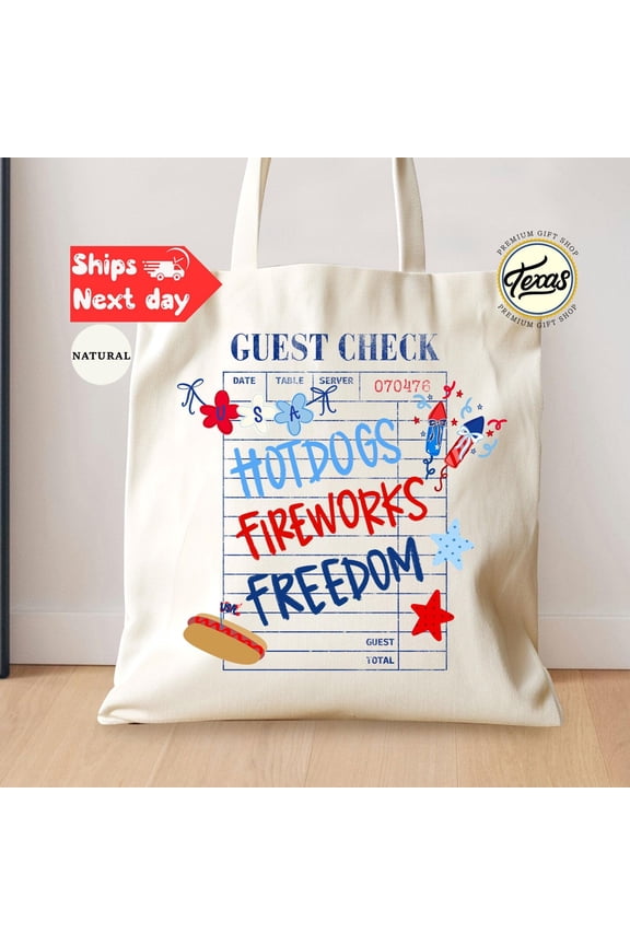 Patriotic Guest Check Tote Bag Freedom Gift Bag