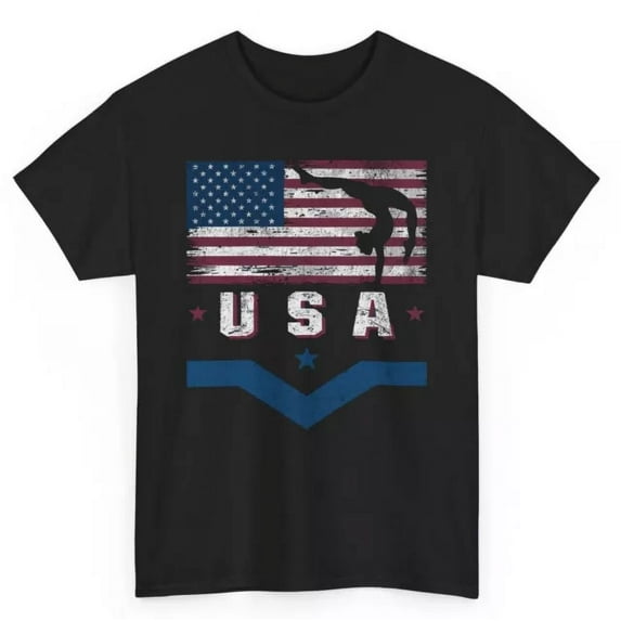 Patriotic Gymnastics T-Shirt - Usa American Flag Sports Graphic Tee Unisex S-5XL Hot Trending Shirt, Vintage Birthday Gift