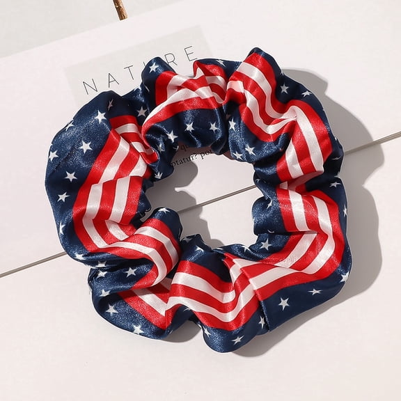 Patriotic Hair Scrunchies for Women Girls American Flags Hair Ties 4th of July Red White and Blue Scrunchies Soft Elastic Hair Bands Ponytail Holder for Independence Day USA Hair Accessories