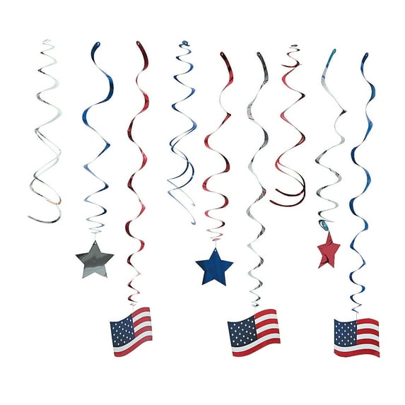 Patriotic Hanging Swirl Mega Pack - Party Decor - 30 Pieces