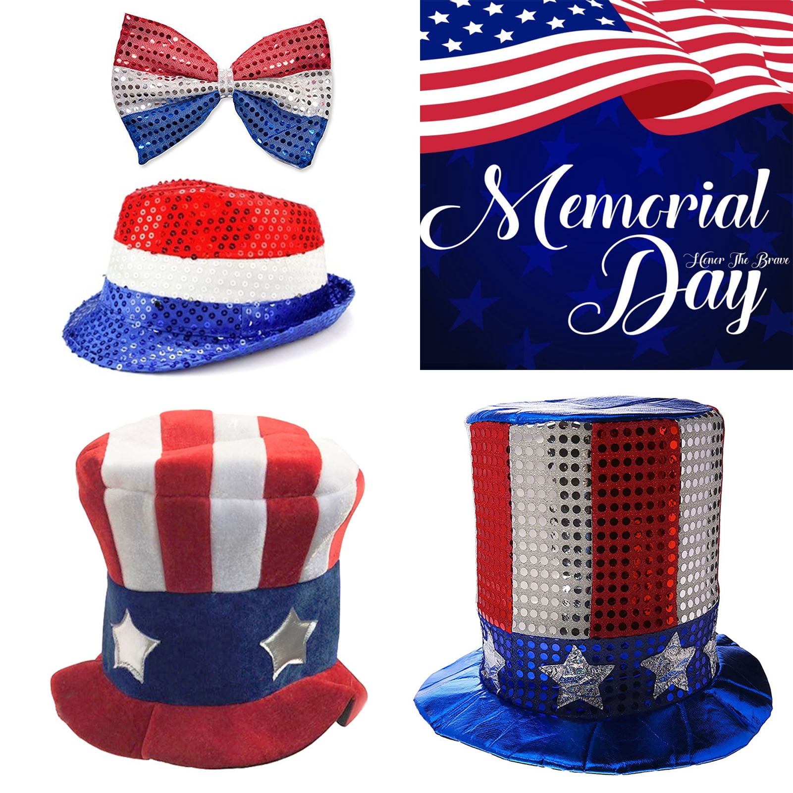 Patriotic Hat - Novelty Reusable Uncle Sam Top Hat for Independence Day ...