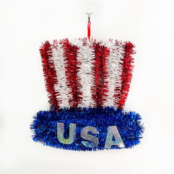 Patriotic Hat Wreath for Front Door July 4 Th Independence Day Decorations Hat Ornaments Wall Hanging for Home Party Memorial Day Veterans Day Patriotic Wreath