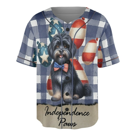 Patriotic Havanese 4th of July Independence Paws All Over Print 3D Baseball Shirt Havanese Dog Lover Gifts Idea Softball Sport - 02010