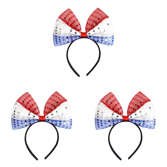 Patriotic Headband for 4th of July - Independence Day Hair Accessories with Themed Design, Holiday Party Favors and Supplies for Memorial Day and Patriotic Celebrations, H, 9.06 Inch, 3 PCS
