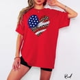 thumbnail image 1 of Patriotic Heart 4th of July Shirt, USA Flag Leopard Print Graphic Tee, Independence Day T-Shirt for Women, 1 of 5