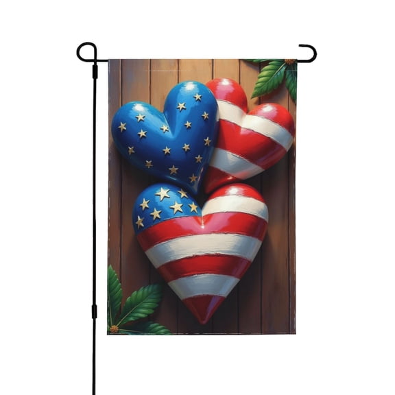 Patriotic Heart Garden Flag Double Sided 12x18 Inch American Flag Hearts Yard Flag Outdoor Decor For Independence Day Memorial Day 4th Of July Decorations