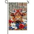 thumbnail image 1 of Patriotic Highland Cow Garden Flag for Outside 4th of July Decorations Double Sided Moorica Floral American Farm Cow Funny Yard Porch Flag Memorial Day Independence Day Farmhouse Decor, 1 of 5