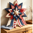 thumbnail image 1 of Patriotic Holiday Quilted Fabric Wall Hanging Wreath Featuring Layered Star Leaves, Decor for Entryway Porch Front Door Indoor Space, 1 of 5