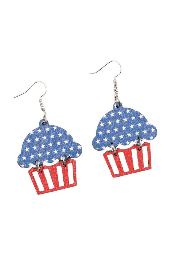 Patriotic Hollow Star Patterned Cake Earrings For Independence Day Celebration