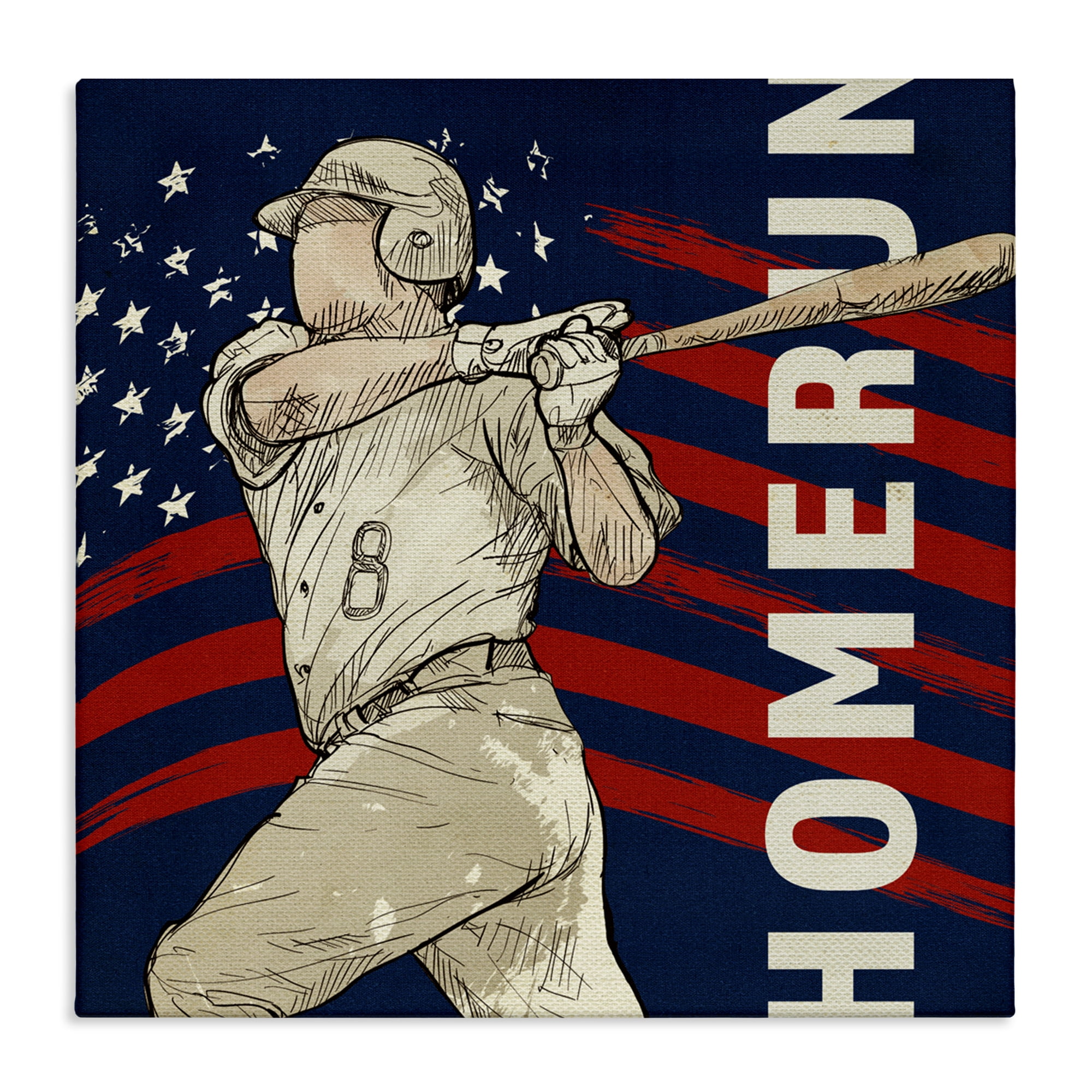 Patriotic Home Run Baseballer Canvas Wall Art, design by LightBoxJournal
