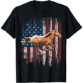 thumbnail image 1 of Patriotic Horse American Flag Horseback Riding Farm Gift T-Shirt Black X-Large, 1 of 3