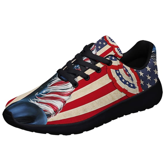 Patriotic Horse American flag Sneakers 4th Of July Shoes Lightweight Comfortable Running Shoes for Men Women Black Size 13